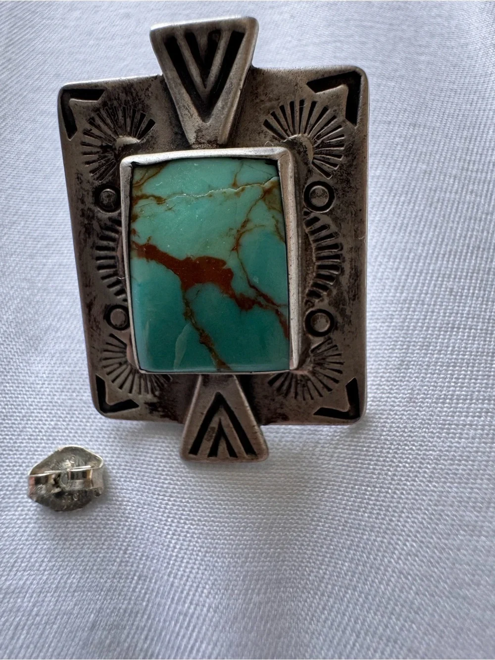 Carolyn Pollack Turquoise and Silver Native Earrings- signed